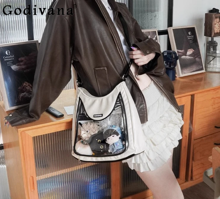 Two Dimensional Girl Large Capacity Transparent Itabag Women's Shoulder Handbag Messenger Bags All Match Shopping Bag