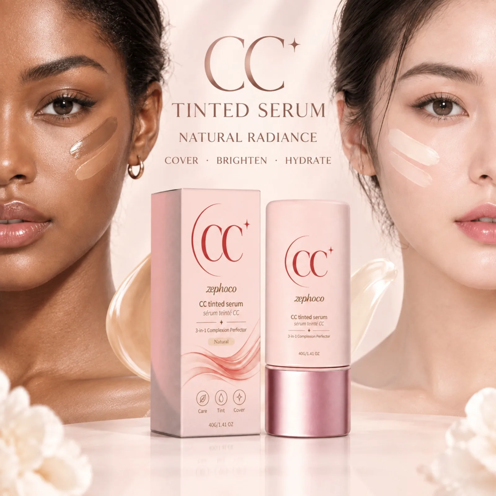 3-In-1 CC Cream Color Correcting Serum Smooth Lightweight Natural Finish Primer Even No Makeup Tone Glow All skin Types