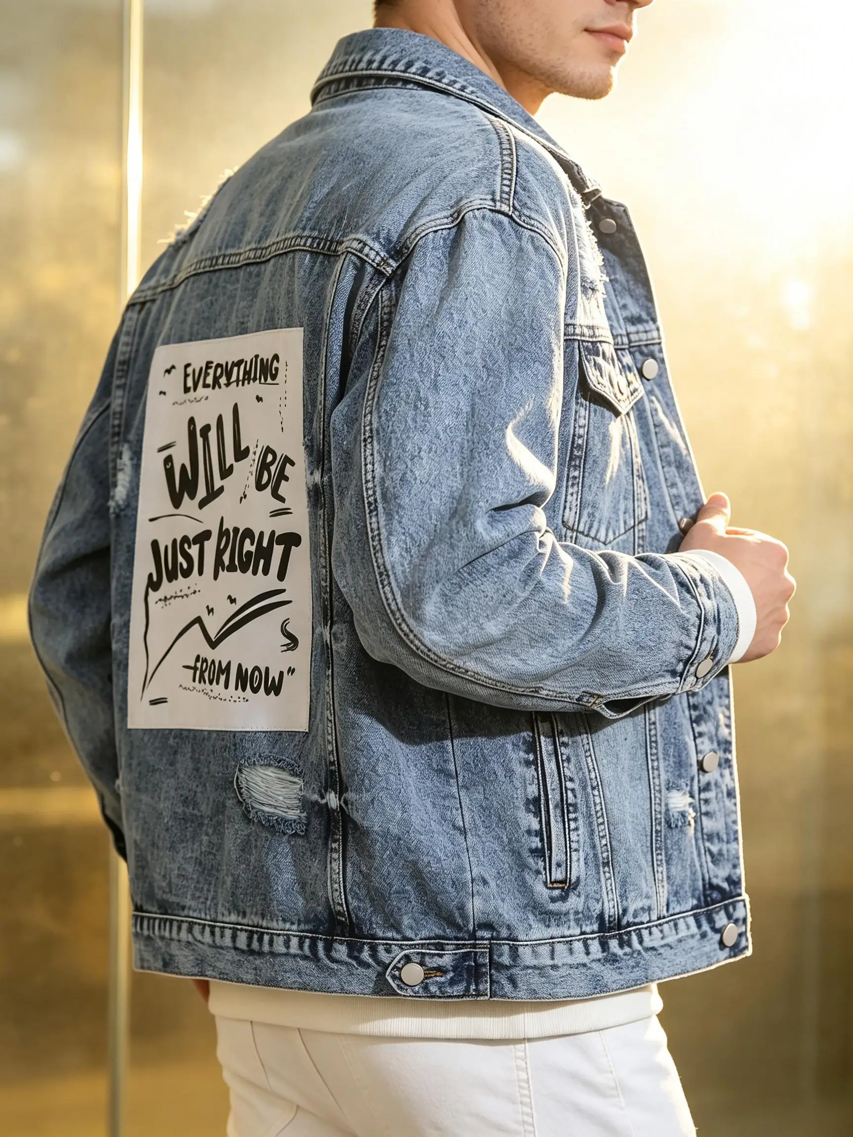 Birthday Gift Y2K Lightweight Denim Jacket, Men's Trendy Streetwear Thin Coat, American Fashion Style, Special Gift for Husband
