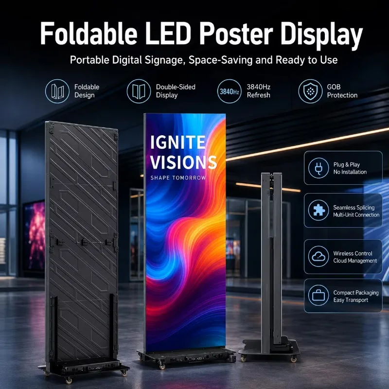 Gob Double Sided P1.5 P1.8 P2.5 Portable Digital LED Poster Display Screen for Outdoor Retail Video Wall Banner Animations