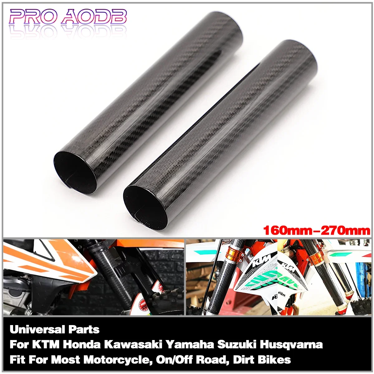 

160 172 178 202 225 248 260 270 MM Carbon Fiber Adjustable Front Fork Shock Guard Protector For KTM Yamaha Motocross Dirt Bike