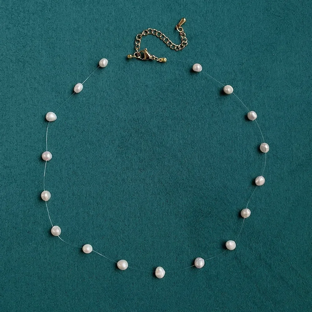 Natural Freshwater Pearl Necklace for Women Handmade Irregular Baroque Pearl Charm Strand Short Choker Necklace Wedding Jewelry