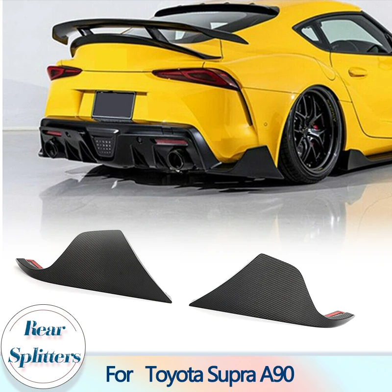 

Задние сплиттеры из углеродного волокна для автомобиля, бампер, канавки для Toyota Supra A90 2019-2023, задние сплиттеры, накладки на фартук с добавлением губ