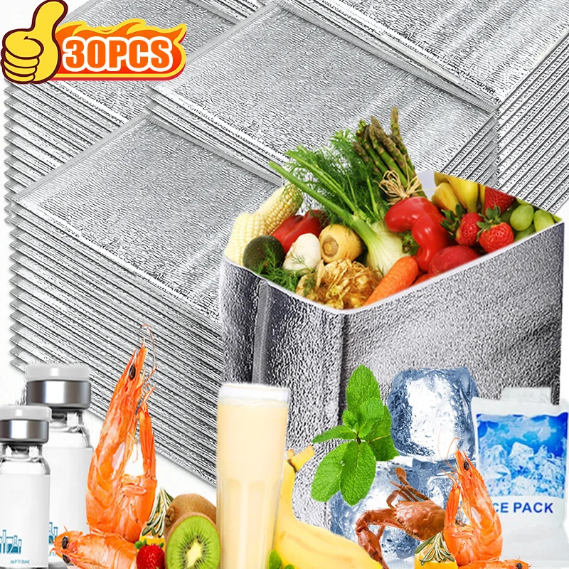 4 Sizes Aluminum Foil Thermal Cooler Bag Reusable Insulation Bag Keep Cold Warm Food Drink Storage Bag Closure Delivery Carrier