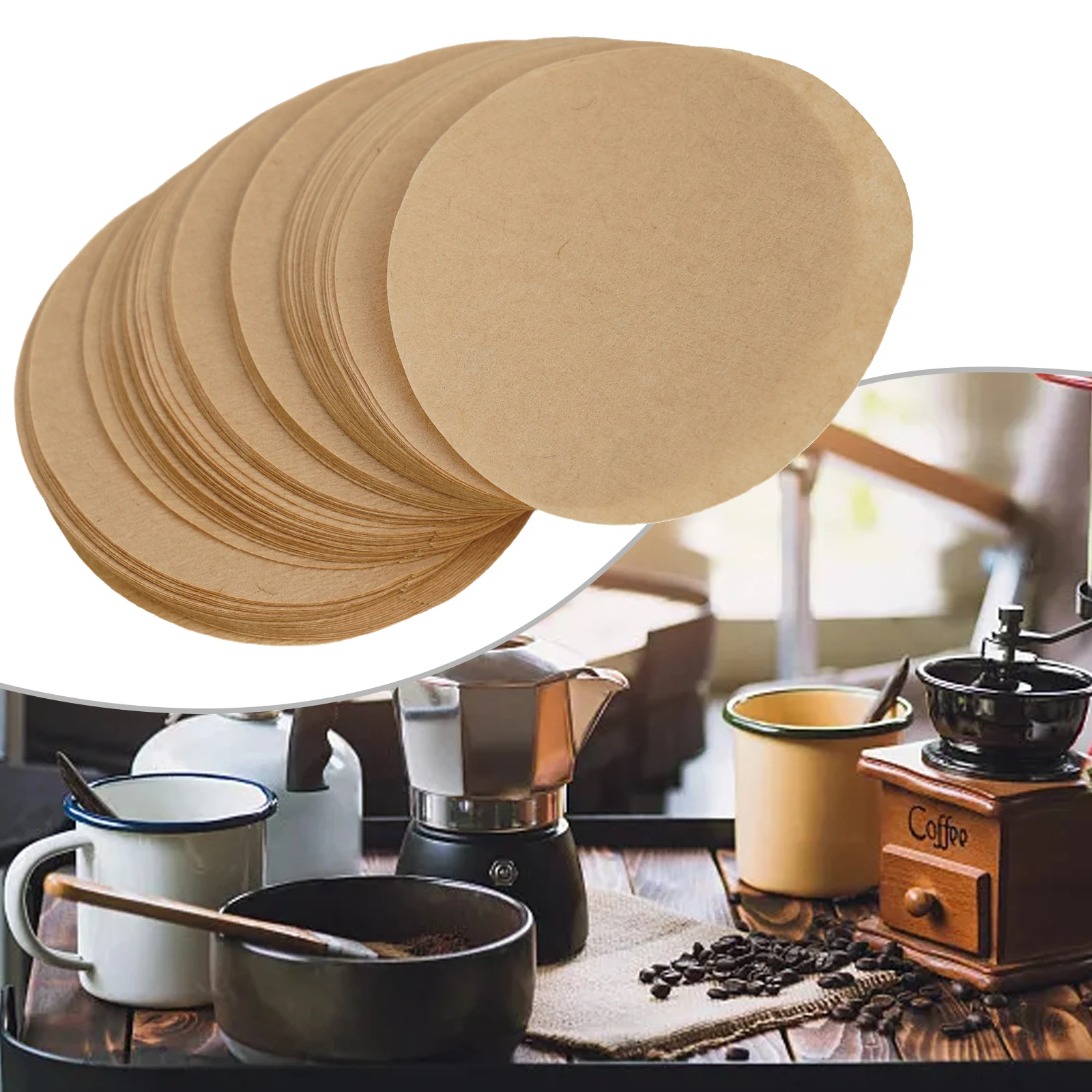 

Powder Bowl Filters Coffee Filter Paper 100 Pcs For Espresso Coffee Maker Good Toughness Raw Wood Pulp Brand New