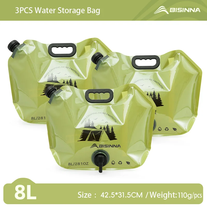 BISINNA Outdoor Mini Opvouwbare Waterzak Camping 8L Draagbare Waterzak Met Grote Capaciteit Verdikte Zachte Wateropbergtas van Voedselkwaliteit