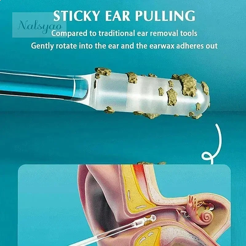 24Pcs Disposable Silicone Ear Wax Remover Sticky Ear Pick for Kids Adults S/L Size Safe Ear Cleaner Tool