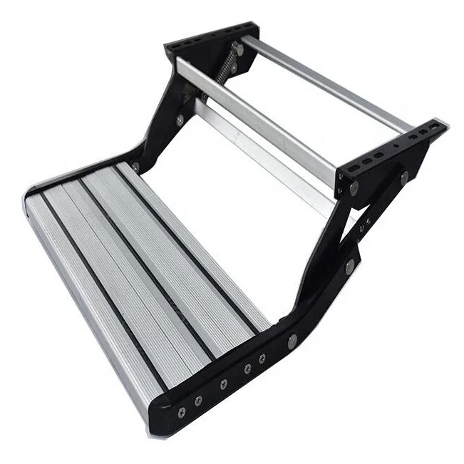 

Factory Hot Sales RV Part Anti-slip Manual Pull Out Aluminum Caravan Double Step Ladder Travel Trailer Entry Doorway