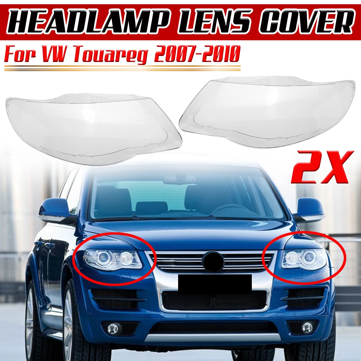 Para osłon reflektorów samochodowych Osłona reflektora Klosz lampy Jasne osłony obiektywu do Volkswagen Touareg 7L facelift 2006-2010