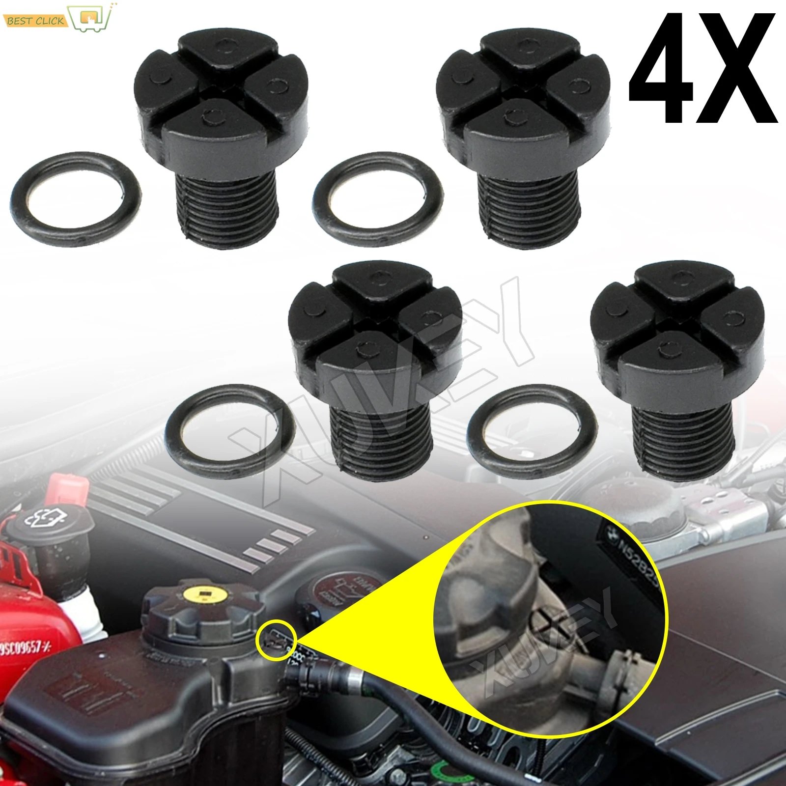 4x Car Coolant Expansion Screw Tank Bleeder Clip Radiator Hose Vent Cooling Bleeding Plug 17111712788 For BMW E36 E39 E46 M3 X5