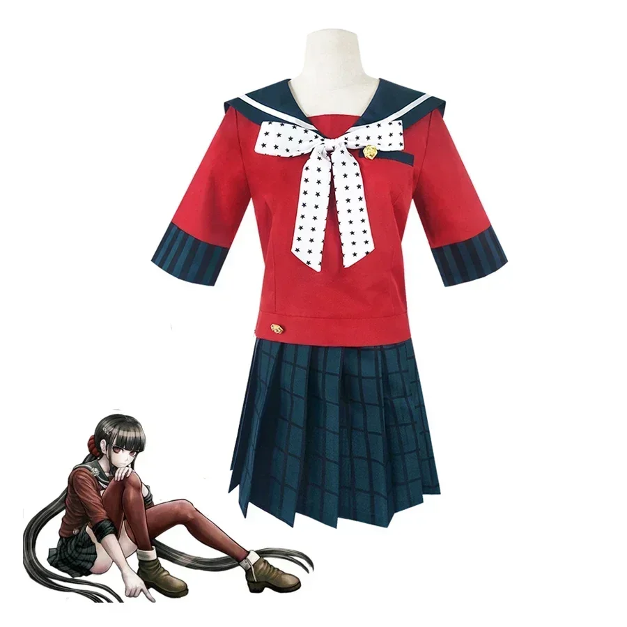 Anime recruté anronpa Cosplay Costumes, Harukawa Maki Cosplay, perruque uniforme scolaire, olympiques recrutés anRonpa Halloween Costume pour femmes et filles