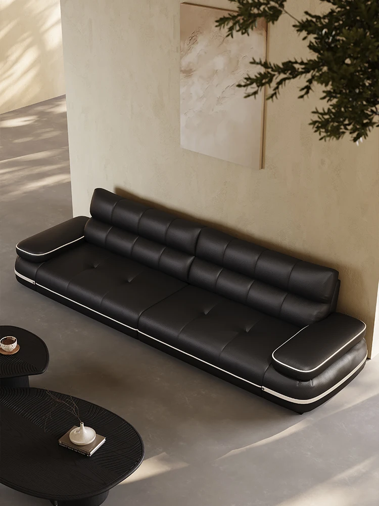 

Leather sofa, first layer cowhide flat villa, Italian inline sofa