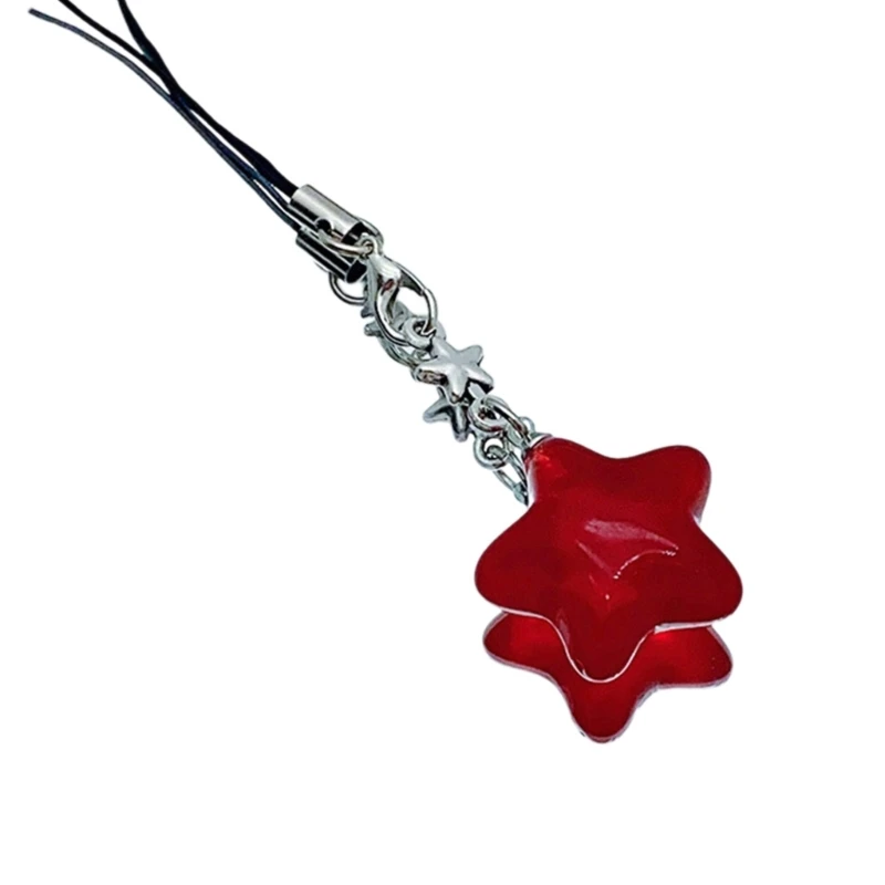 Multicolor Phone Lanyard Jelly Star Shape Pendant Keychain Anti-Lost Phones Chains Cellphones String Straps Accessory