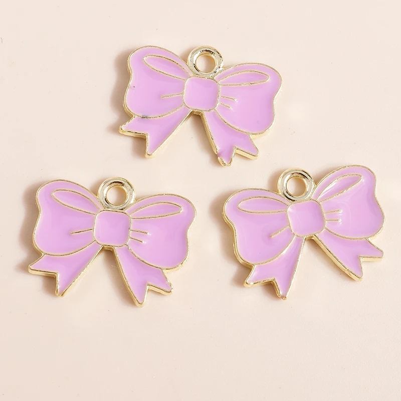 20 Stück 18 x 12 mm niedliche bunte Emaille-Bowknot-Charms-Anhänger für Schmuckherstellung, Ohrringe, Halsketten, Armbänder, DIY-Bastelbedarf – Detail 4