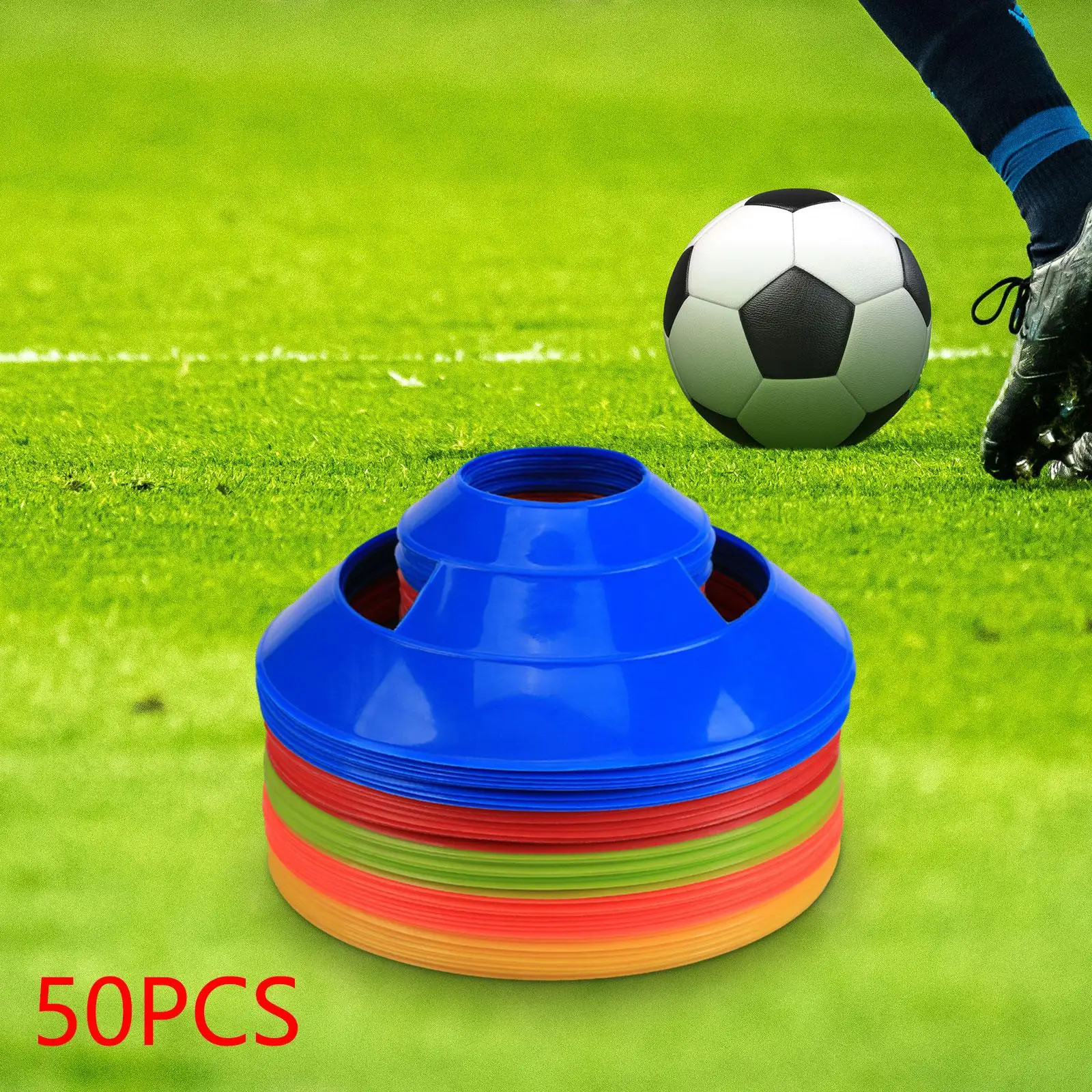 

50x Soccer Disc Cones Cross Training Equipment Accessories Football Field Marker Agility Soccer Aids for Yard Adults Kids