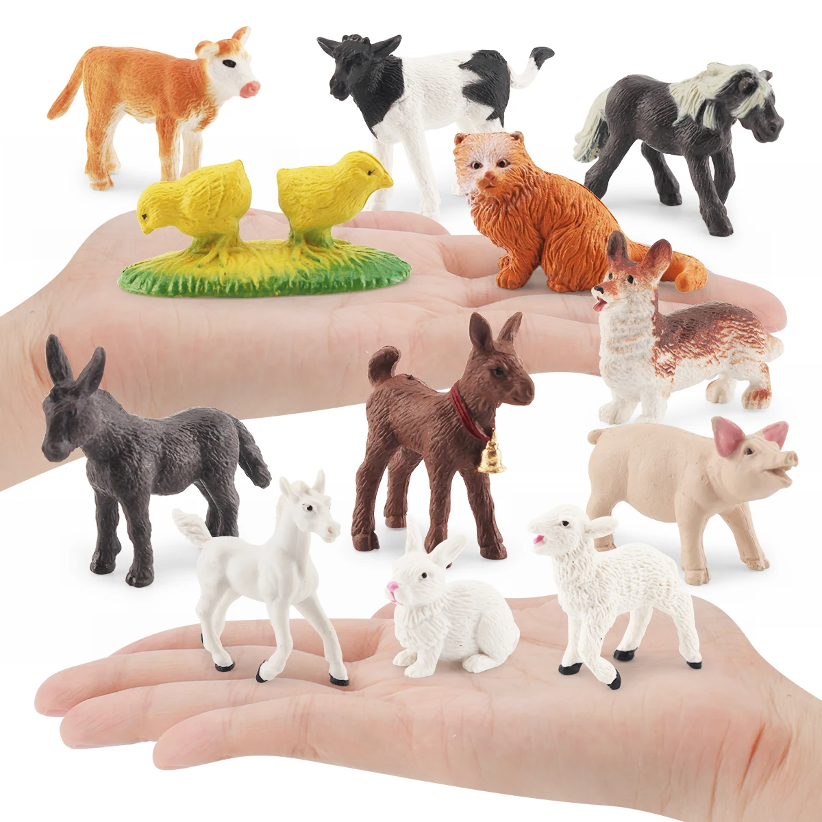 

12Pcs Realistic Animal Figurine Simulated Poultry Action Figure Farm Horse Goat Calf Models Education Toys for Children Kid Gift