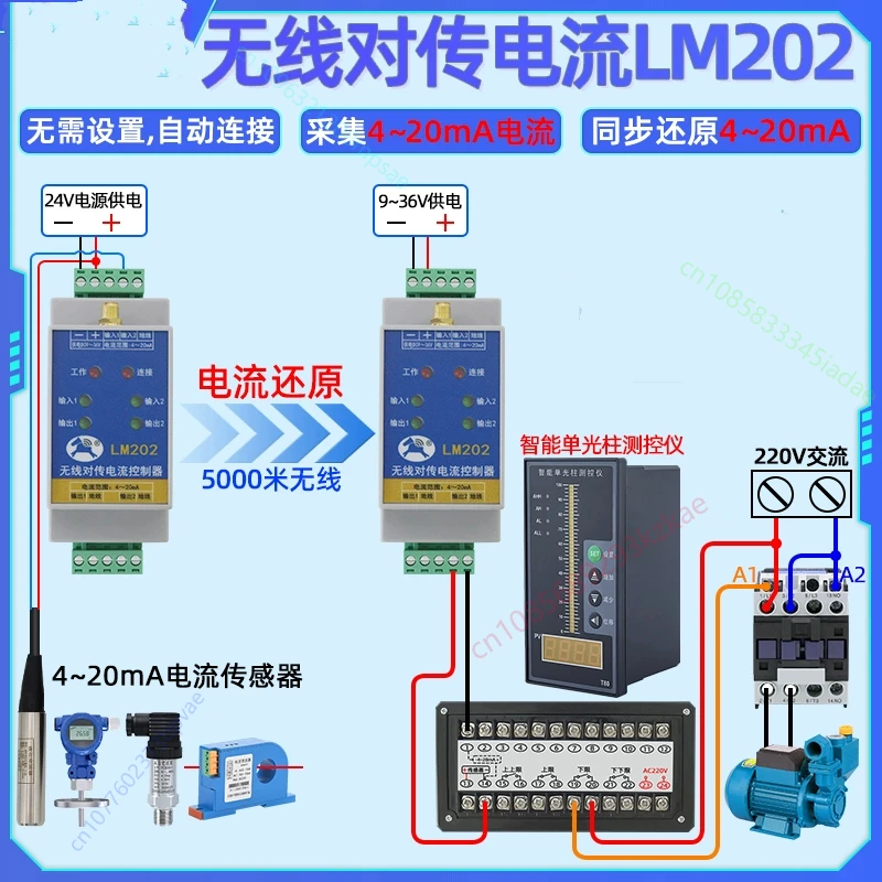 Analog Wireless Transmission Module Sensor 4-20mA Current Acquisition Signal Remote Synchronous Remote Transmission Output
