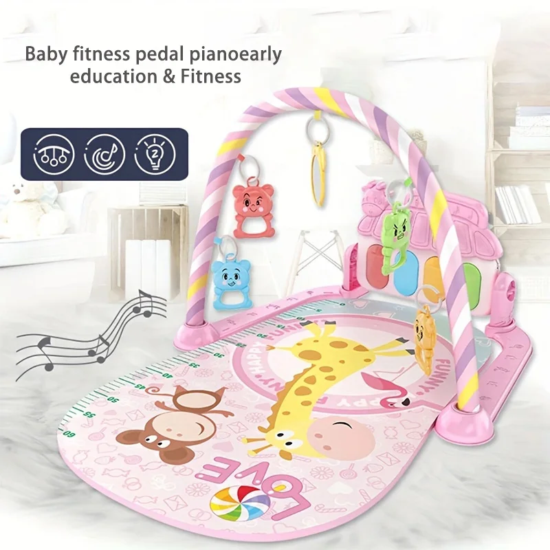 Baby Foot Piano Fitness Stand Light and Music 0-36 Months Baby Indoor Crawling Pad Newborn Puzzle Early Education Toys