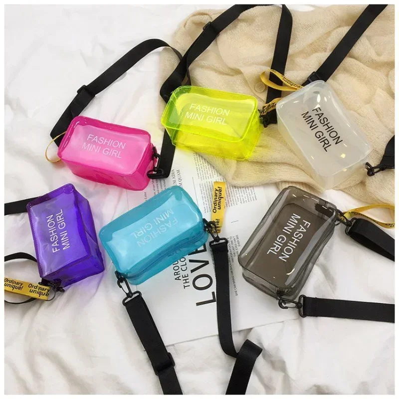 Fashion Women Transparent Crossbody Mini Square Purse Girls Decorative Clear PVC Shoulder Bag Phone Stadium Approved Sling Bag