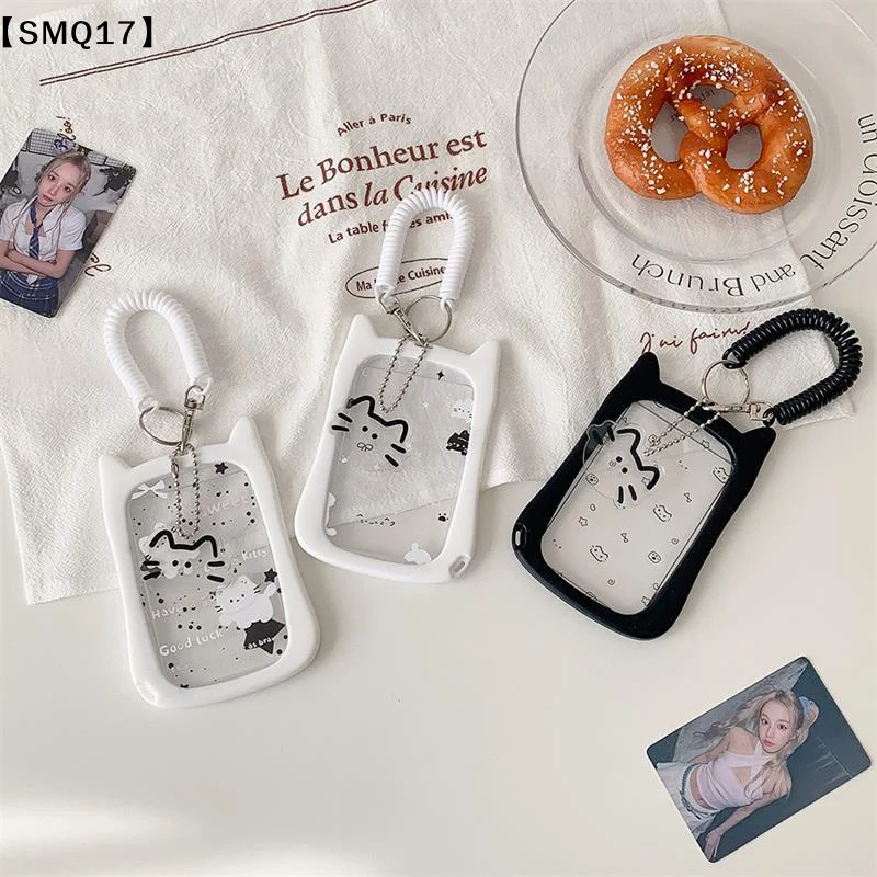 Cute Cat Photocard Holder With Elastic Rope Card Holder Idol Photo Storage Card Display Protect Pendant Bag Decor Keychain【SMQ】
