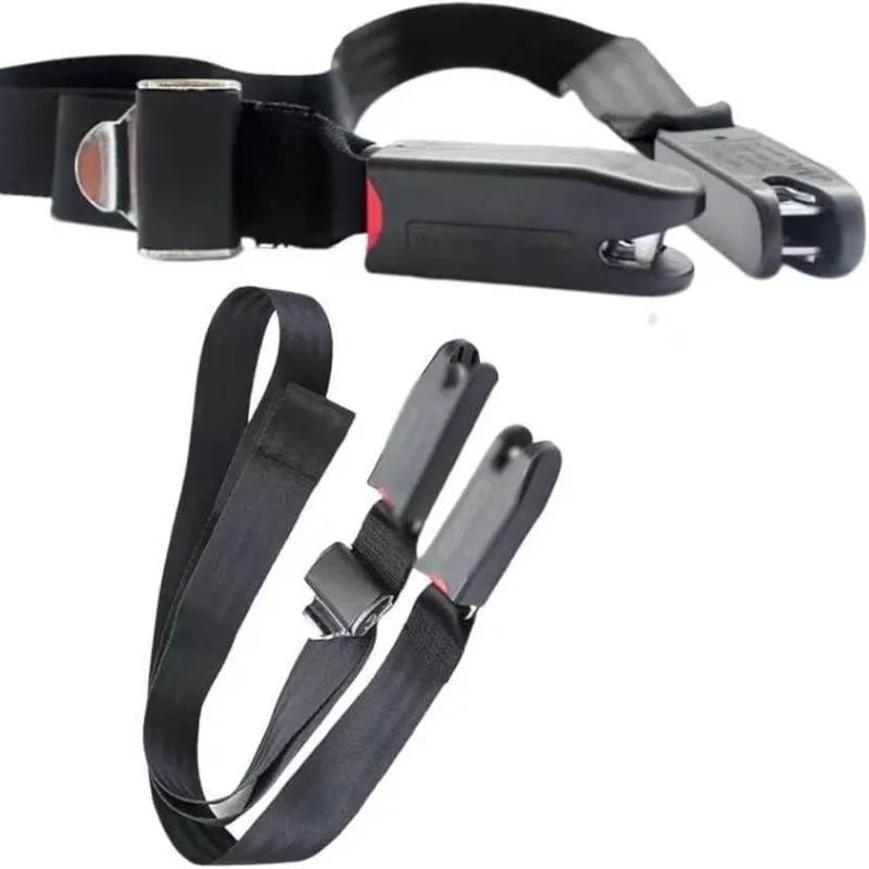 Car Safety Seat Belt 2-point Child Strap Seat Fixing Band Universal Isofix Latch Interface Connection Strap Adjustable Black