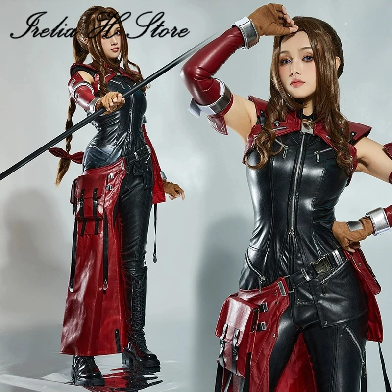 Irelia H Store FF14 Final Fantasy Aerith Costume Cosplay gioco di abiti rossi e neri