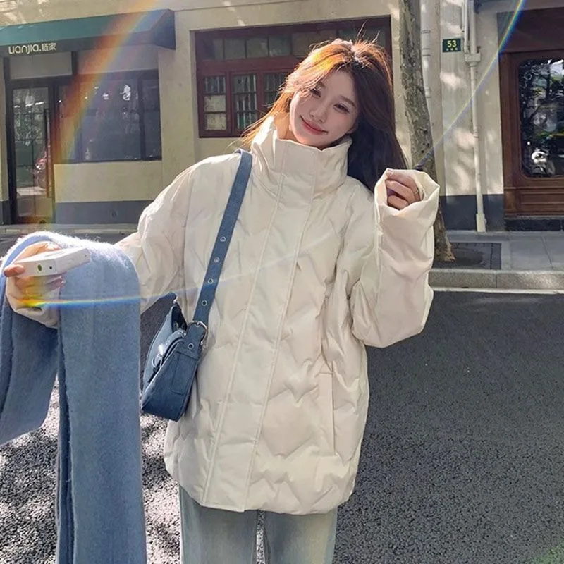 

Parkas Womens Work Winter Downfilled Baffled Insulated Double-Layered Full-Zip Quilting Turtleneck Water-Repellent Multicolor BF