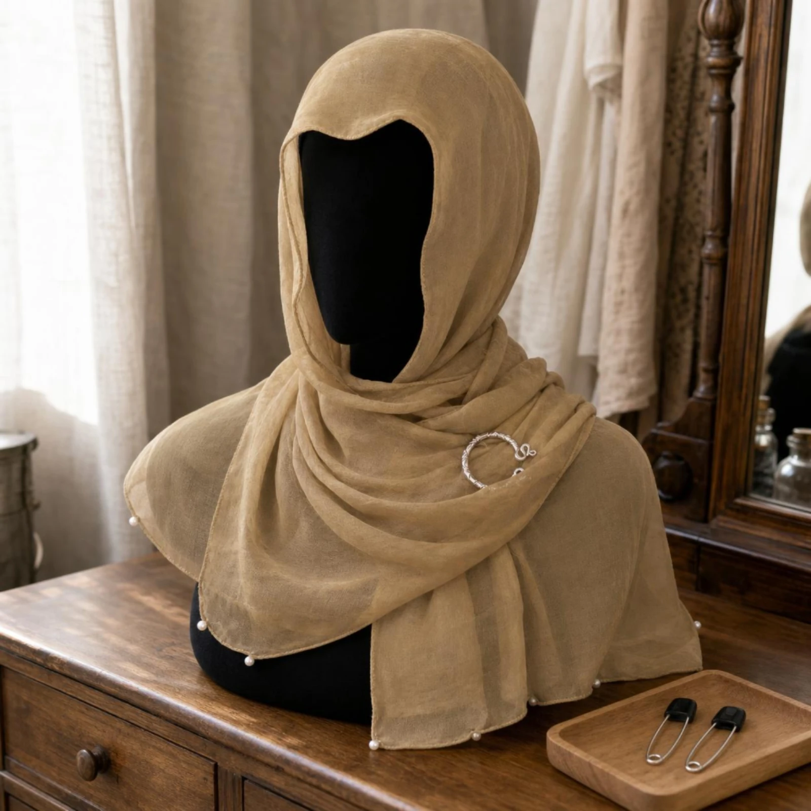 Lightweight Wrap Scarf Translucent Chiffon Shawl Chiffon Scarf Flowing Gauze Veil Rectangular for Headwear