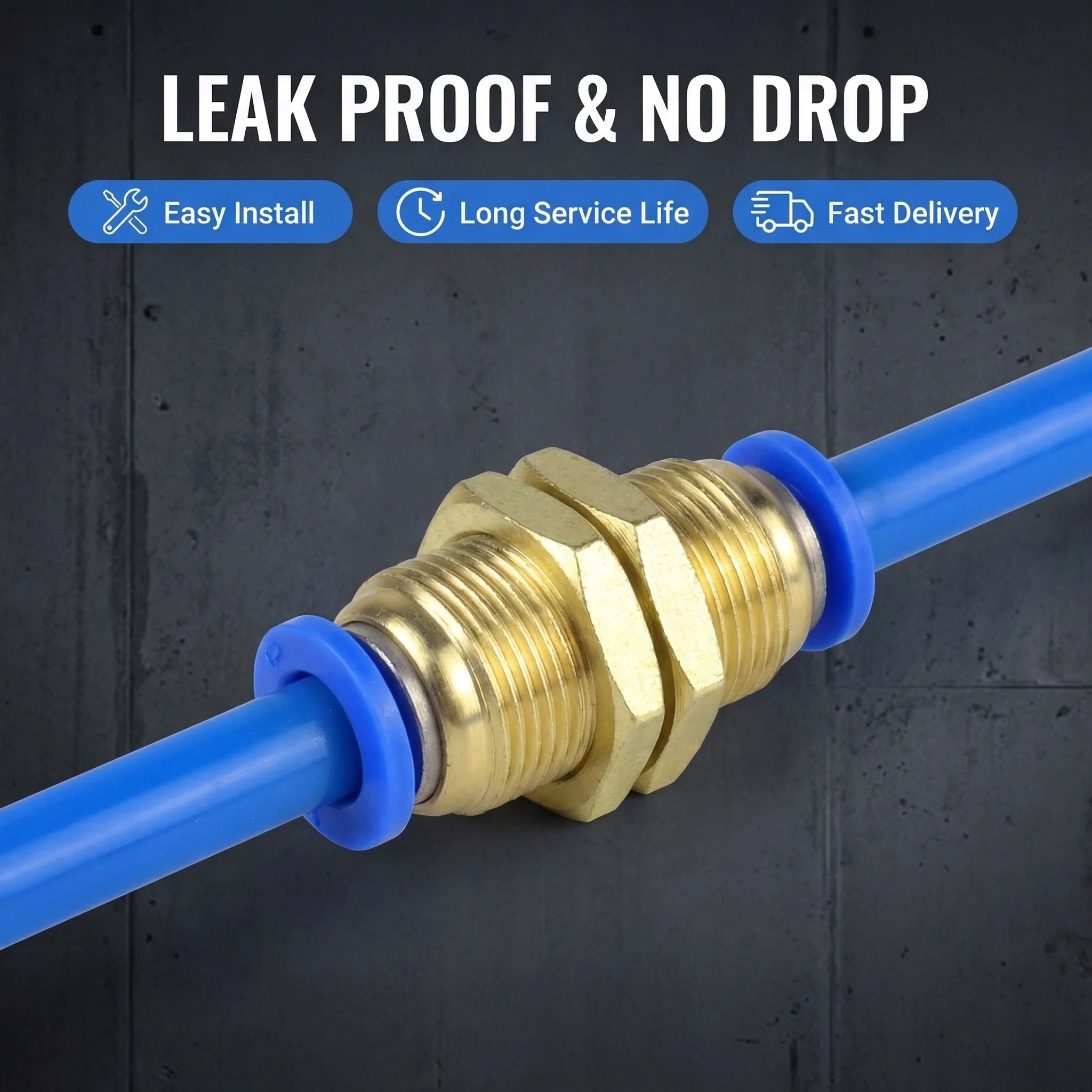 

20PCS PM Pneumatic Full Copper Diaphragm Through Connector PM-4/6/8/10/12mm OD Hose Plastic Push In Gas Quick Connector