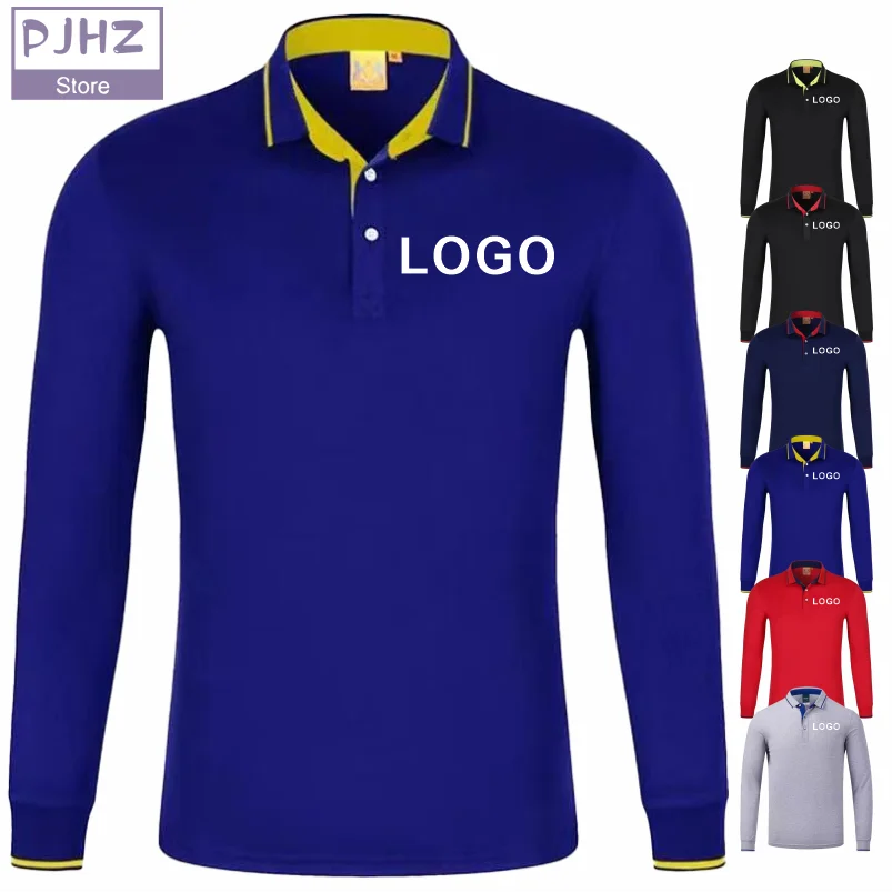 

High Quality Silk Cotton Long Sleeve Polo Casual Breathable Golf Polo Shirt Custom Degisn Personalized Logo Print Embroidery