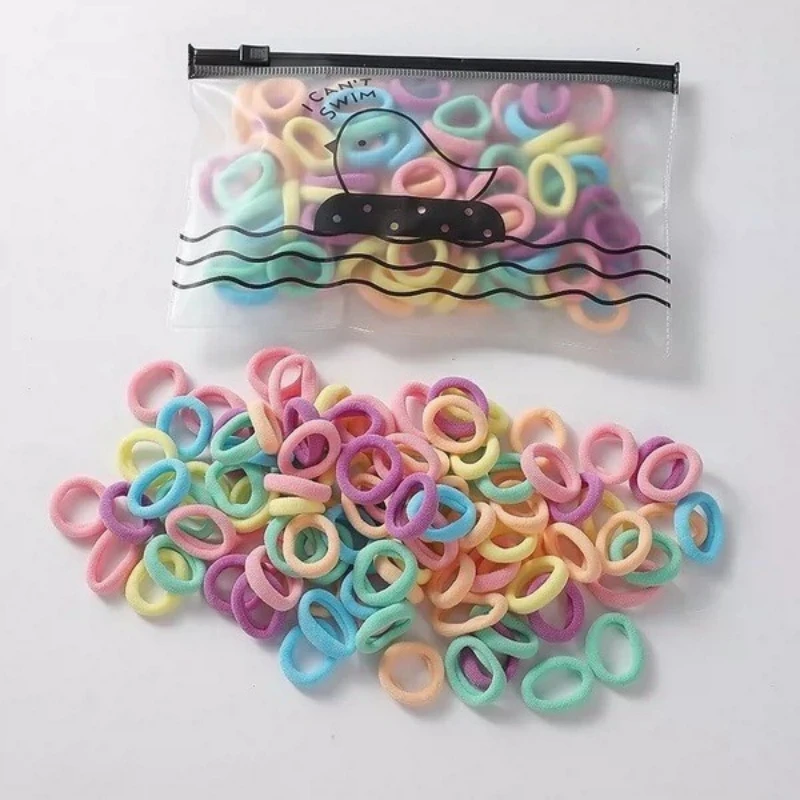 100pcs Girl Hair Bands Small Circle High Elastic Headband Hair Accessories Kids Ponytail Fixed Fashion Headband Headwear