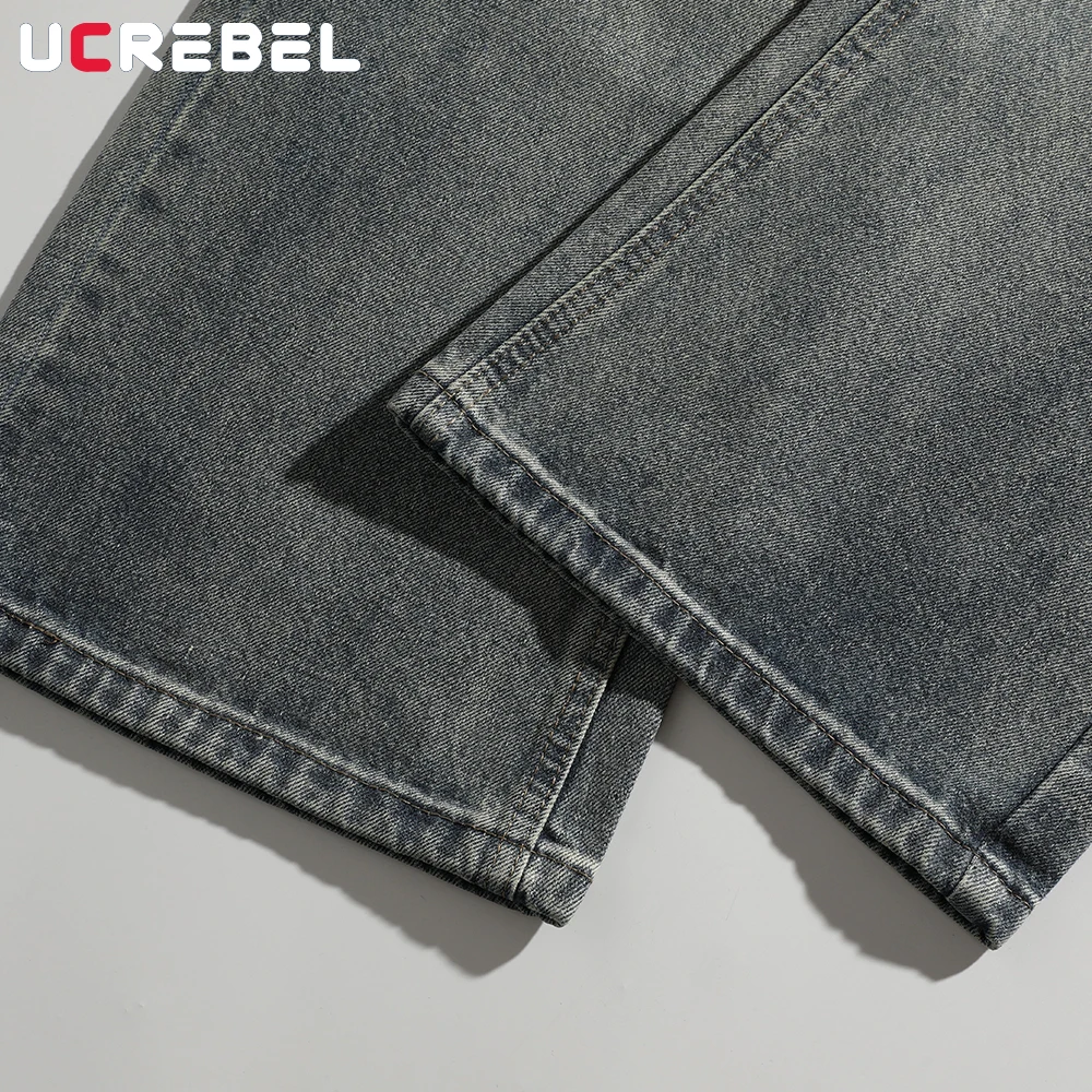 بنطال جينز رجالي مغسول بجيب Y2k ريترو ملابس الشارع فضفاض واسع الساق من قماش الدنيم للرجال #5