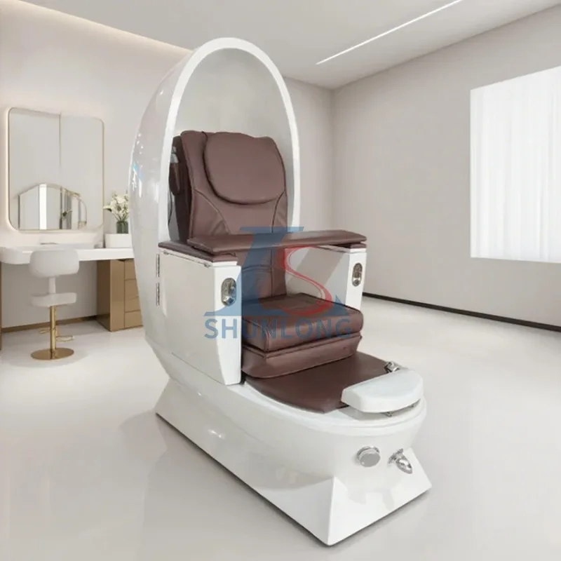 

Modern Luxury Beauty Nail Salon Electric Foot Tub Spa Massage Equipment Egg Shape Pedicure Chair With Bowl