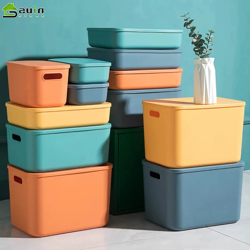 Large Capacity Sundries Storage Box Cosmetics Snacks Toys Clothes Storage Basket Plastic Household Wardrobe Organizer