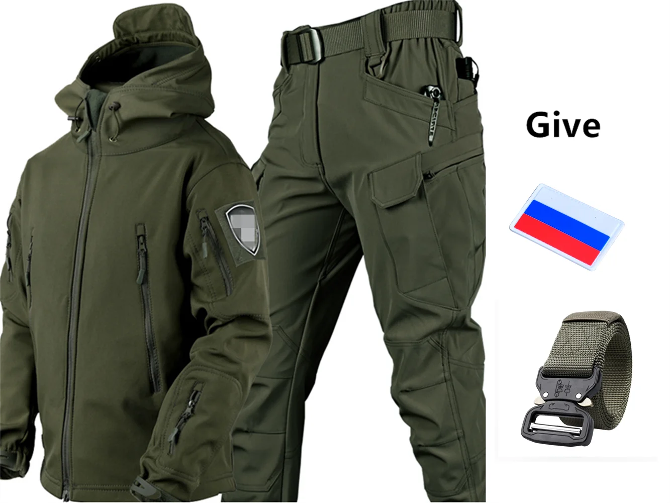 

Complimentary Waistband and National Flag Armband Soft Shell Winter Thick Plush Waterproof Breathable Windproof Charging Suit