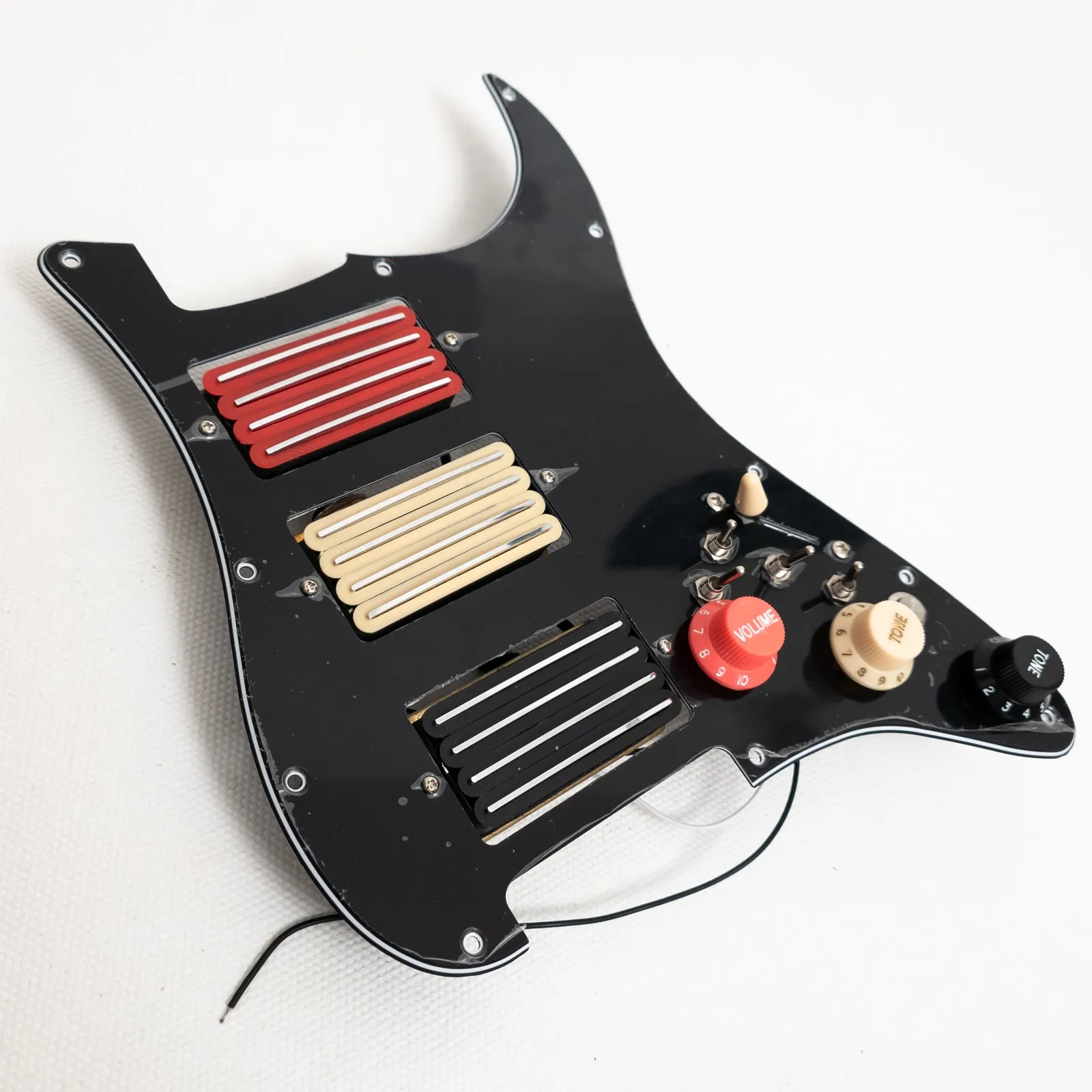 HHH High Output Prewired Loaded Pickguard for ST Style Electric Guitar,Triple Humbucker Pickup Coil Split Switches, Mute Switch view 5