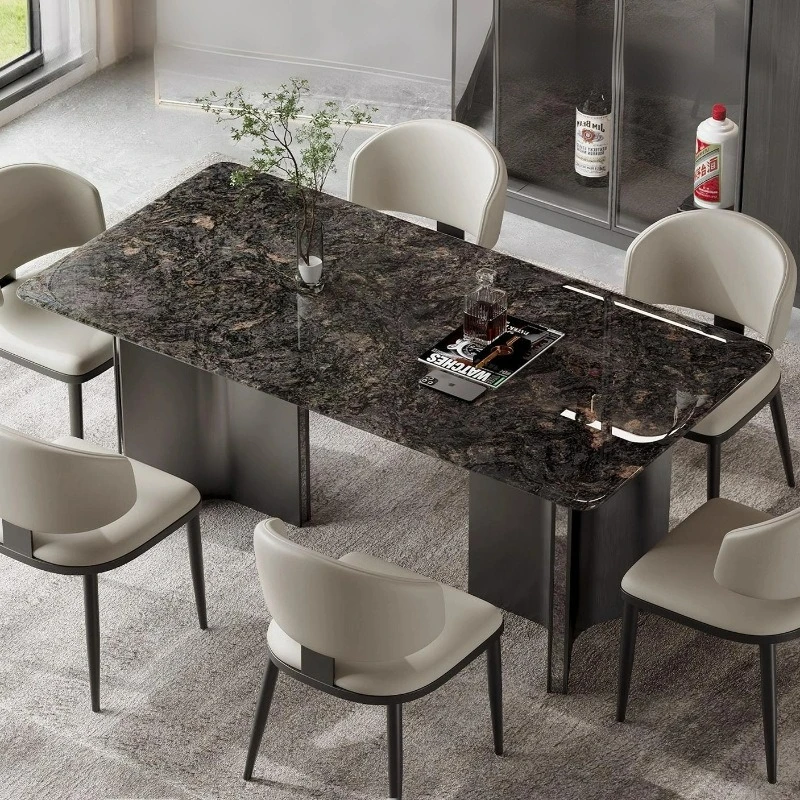 LTT natural luxury stone marble dining table high-end household square table dining table