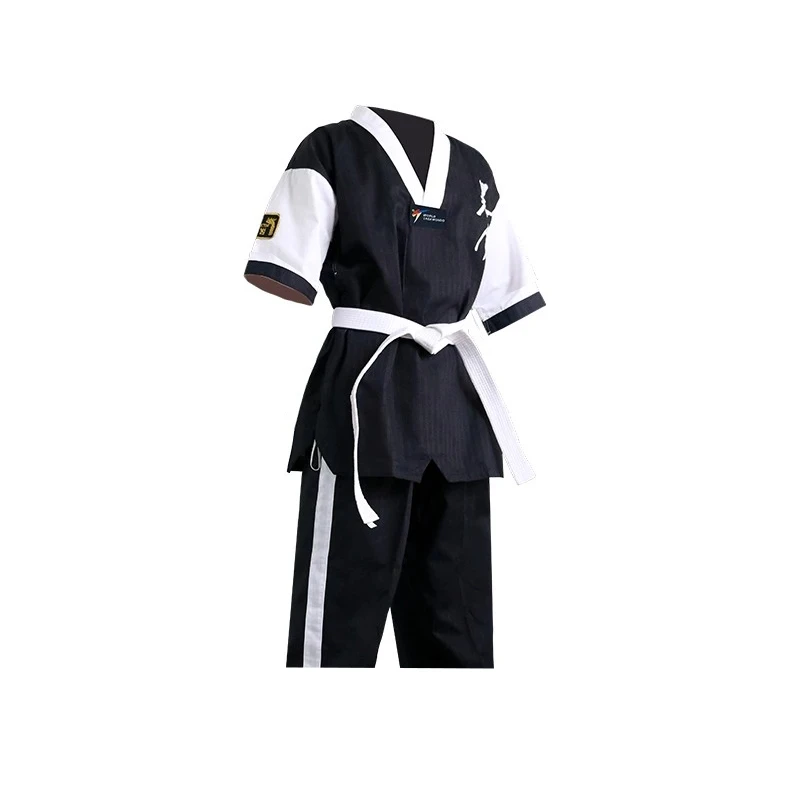 Taekwondo Uniform For Beginners WT Logo Black White Dobok Tae Kwon Do MMA Martial Arts Karate Suits Embroidered