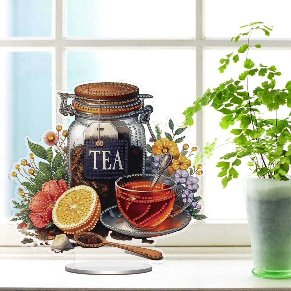 

2D Flat DIY Tea Acrylic Diamond Painting Tabletop Ornaments Kit Home Decor