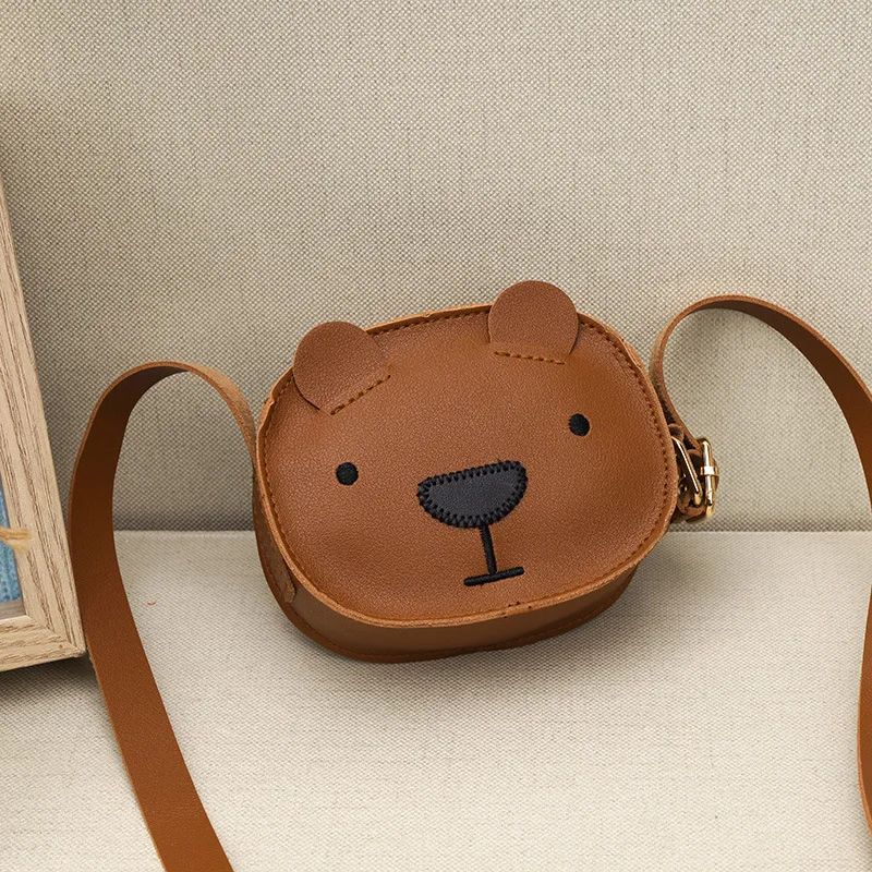 Cartoon Bear Children's Bag Mini PU Coin Purse Kids Boy Girl Zipper Messenger Crossbody Bag Shoulder Bag Baby Accessories