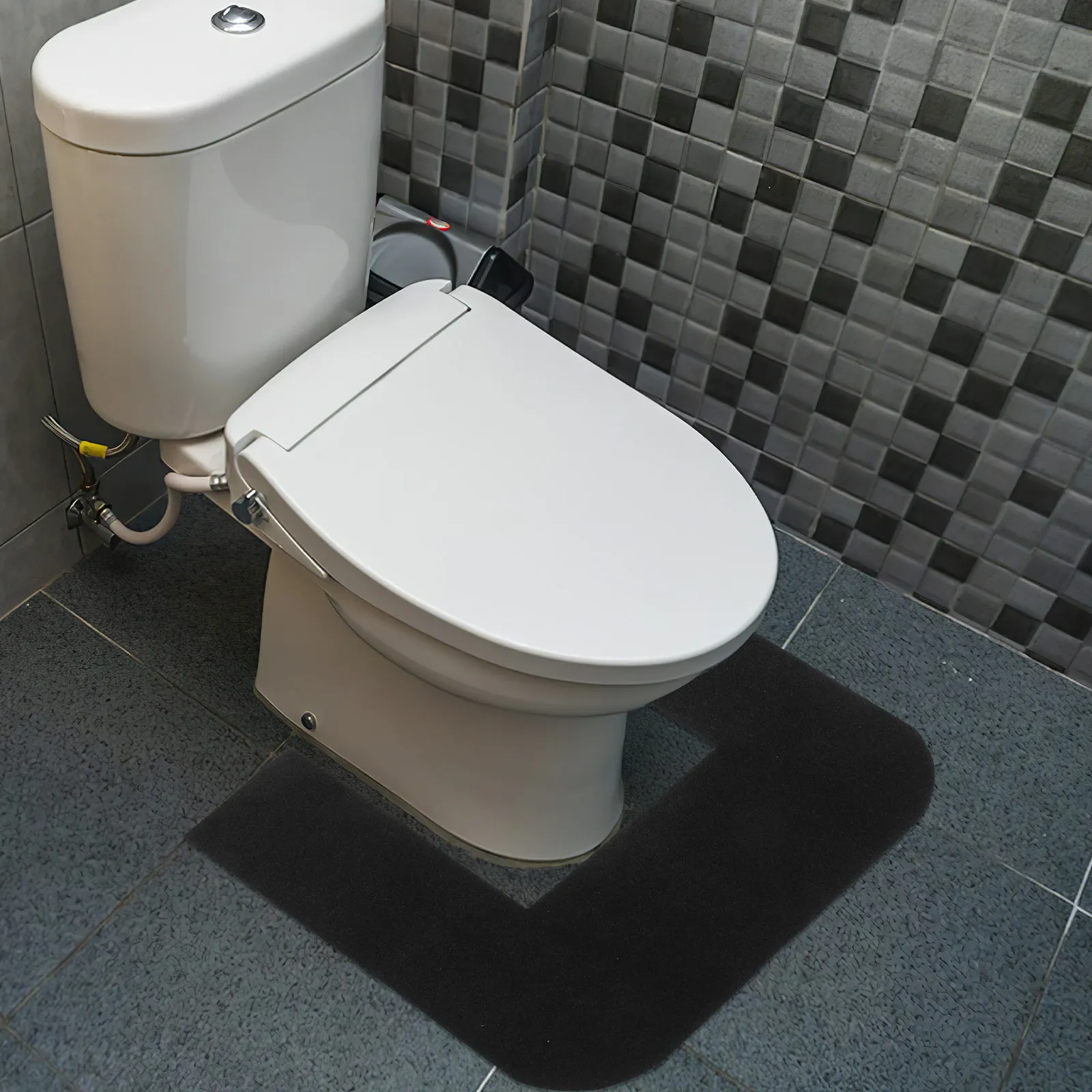 

U-Shaped Toilet Mat for Bathroom with Superior Absorbency Anti-Slip Bottom Easy Care Toilet Decor Ground Cover