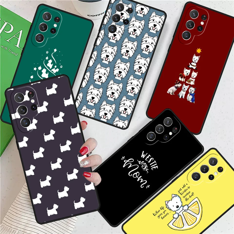 

Cartoon Westie Dog For Samsung Galaxy S24 Ultra S21 S22 S8 S9 S10E Note 10 20 Plus FE S23 Phone case Cover Coque