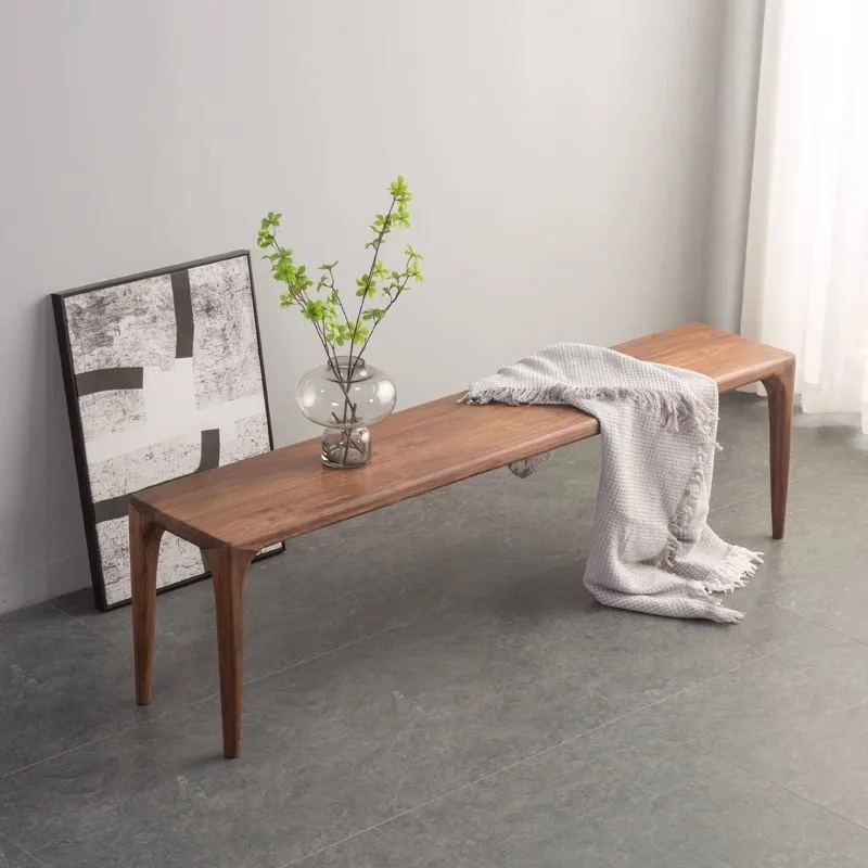 

Customizable bench Solid Nordic long log dining stool Simple shoe changing stool