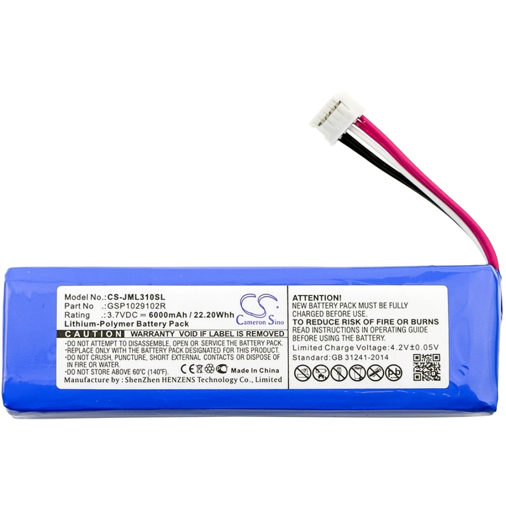 Li-Polymer Speaker Battery for JBL, 3.7V, 6000mAh, Compatible Models:  Charge 2, Charge 2 Plus