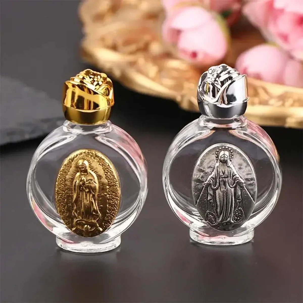A1 1Pc Holy Water Jesus Bottle Religious Cross Bottle Christian Virgin Sculpture Bottle Holy Water BottleF