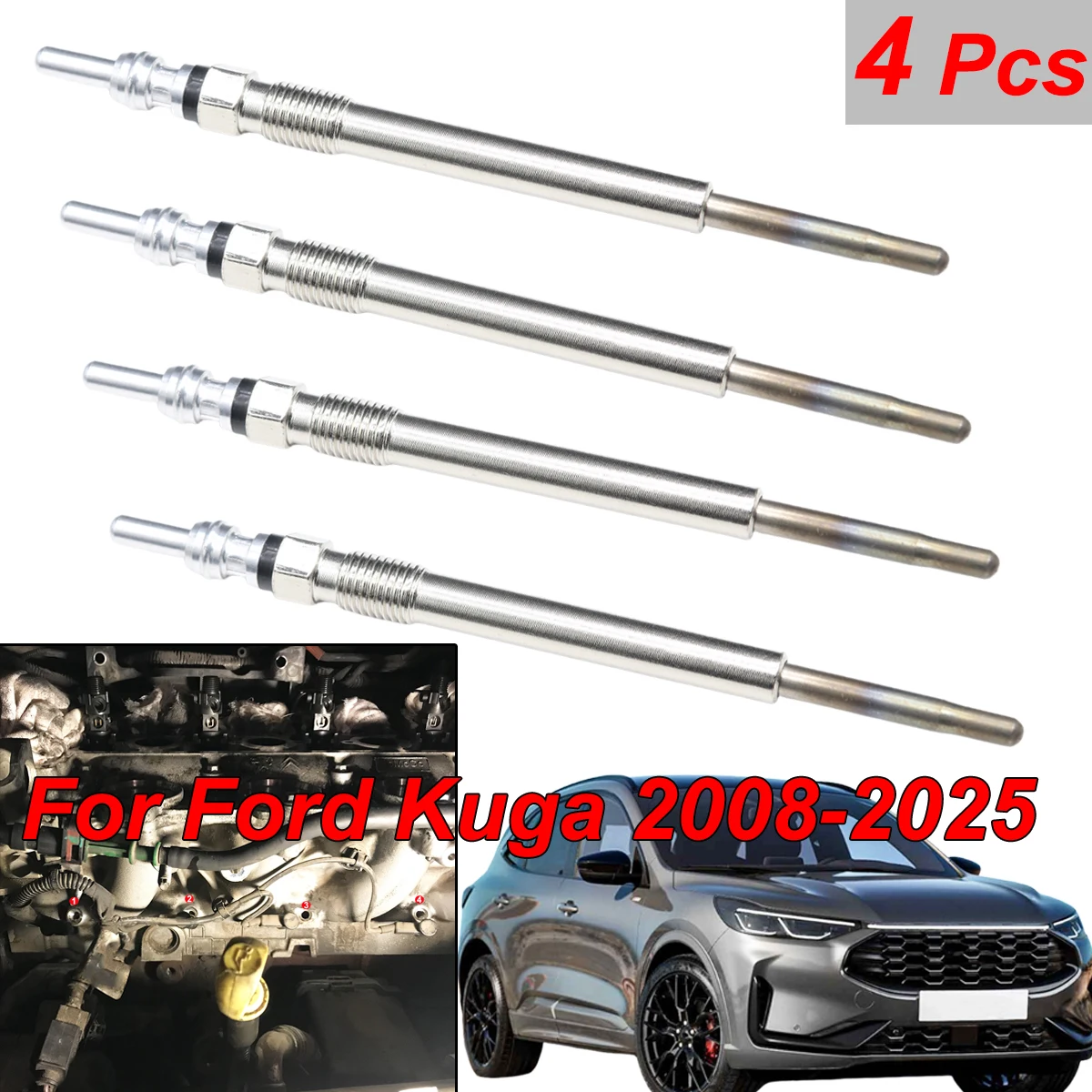 

5V Diesel Heater Nickel Plating Glow Plugs 1682276 1703269 For Ford Kuga 2008 2009 2010 2011 2012 2013 2014-2025 1.5 2.0 TDCi