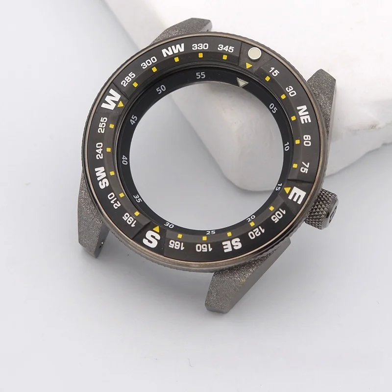 Gun Color Sand Blast Watch Case For Samurai PROSPEX SRPB55K1 Modified Watch Housing Fit NH35 NH36  Automatic Movement Mod Parts