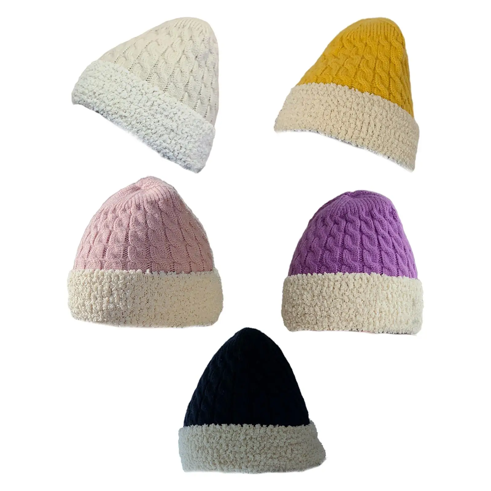 Ladies Thermal Thicken Headgear Woolen Yarn Knitted Beanie Winter Ski Hats