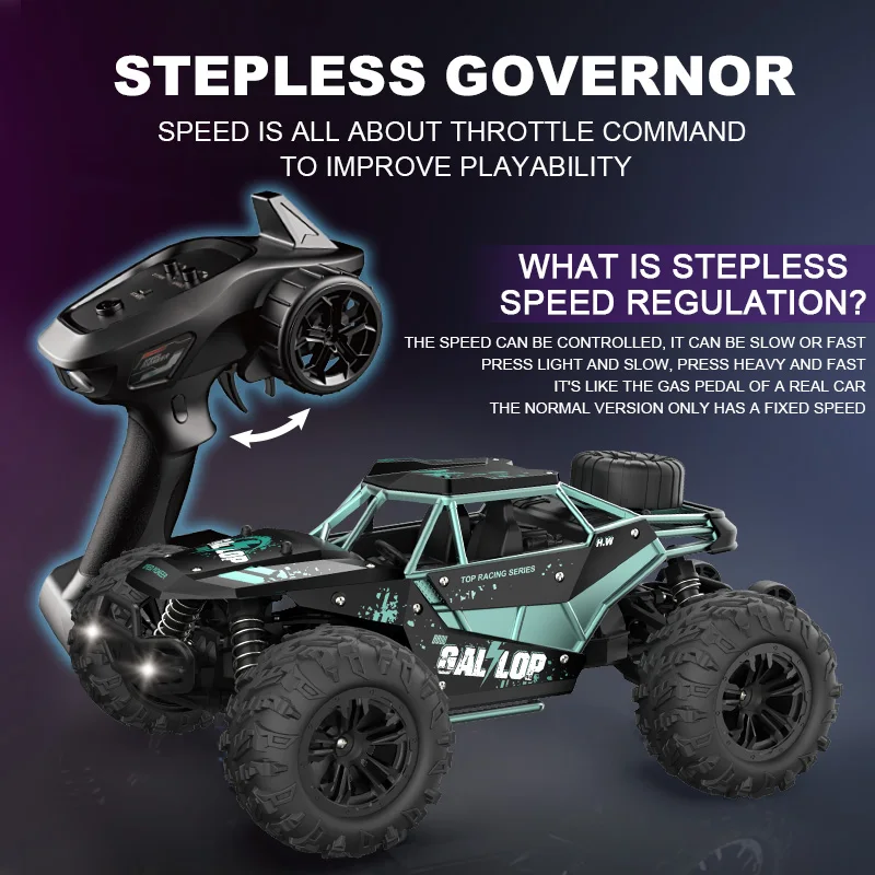 1:16 4WD RC Car 50km/h High Speed Off Road Drift Remote Control Monster Truck Toys Boys Gifts with LED Headlight