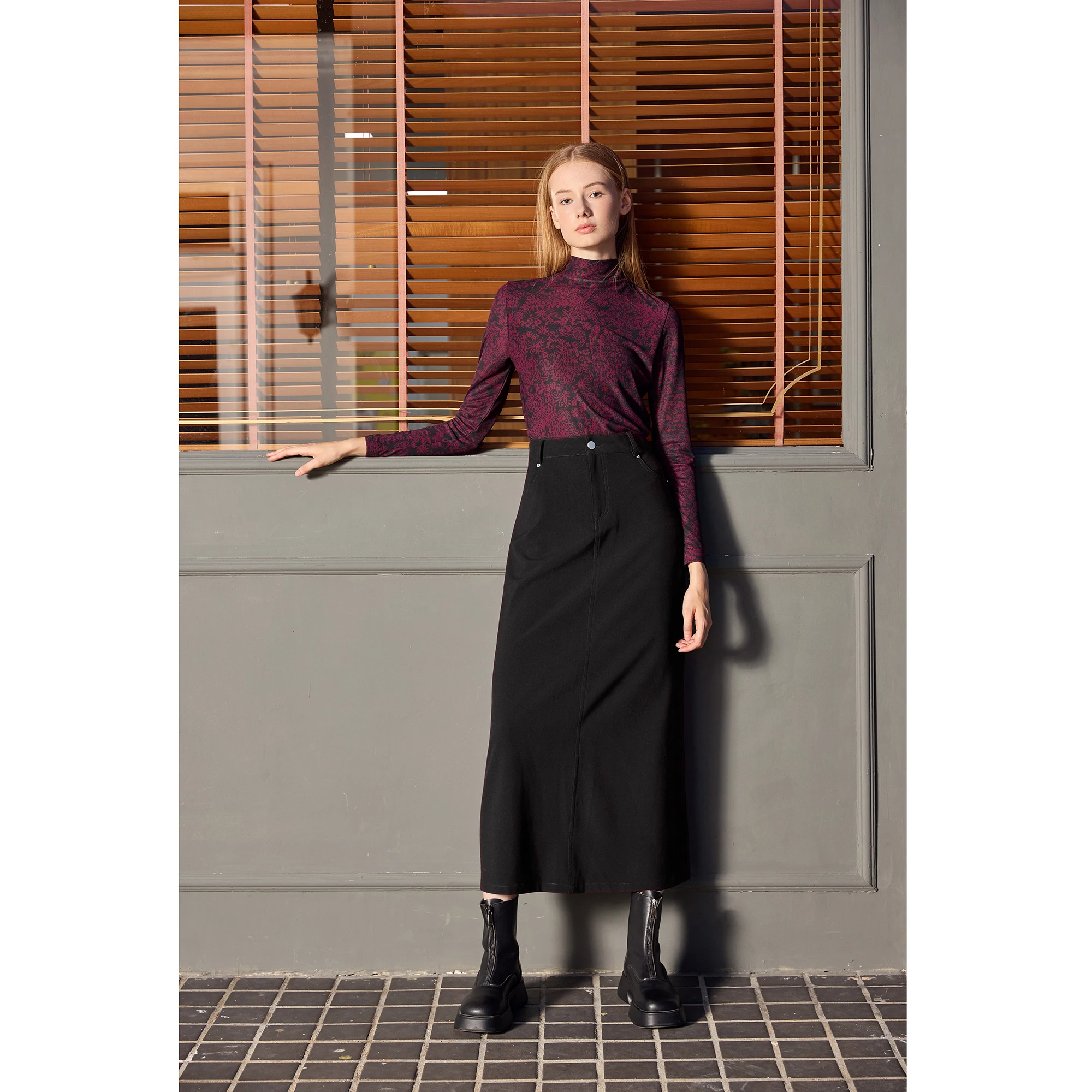

AP 2026 Autumn and Winter Women Mesh Printing Shirt Modal Lining Stretch Skirt